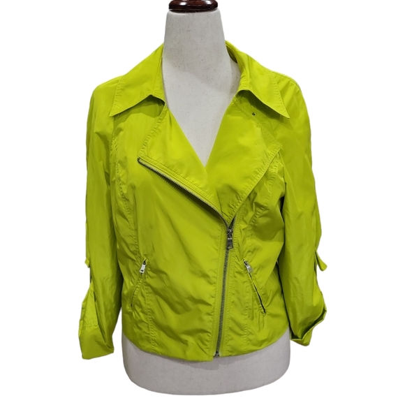 EUC Ellen Tracy women's lime green windbreaker athletic athleisure jacket, M - Picture 2 of 15